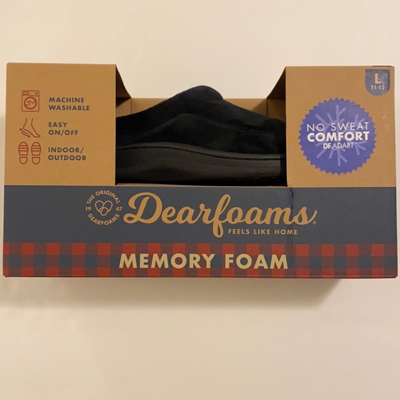 dearfoams Other - COPY - NWT Dearfoams Memory Foam Men’s Slippers L 11-12 Black The Original Easy…